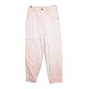 Vintage Denver 80's Pink Pin Stripe Jeans Pleated Front High Waist Cotton Size 6